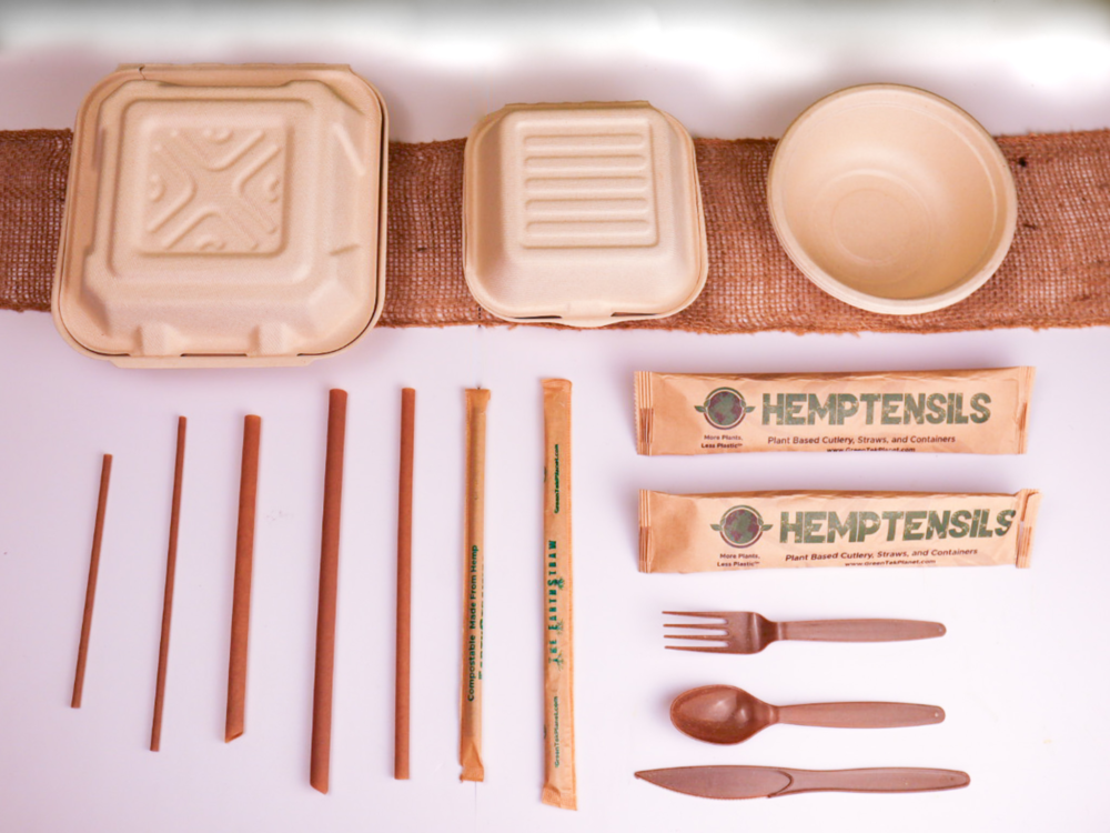compostable utensils containers and straws from hemp