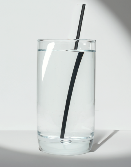 water glass with hemp straw