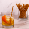 6" Cocktail Hemp Straw in a glass of scotch
