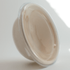 Transparent PET lid for 500ml compostable hemp fiber bowl, providing secure and eco-friendly food packaging.
