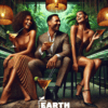Multicultural speakeasy scene featuring two women enjoying martinis with black skinny hemp sipper straws and a man sipping scotch with a black cocktail hemp straw in a jazz bar setting with a jungle-like, eco-friendly ambiance