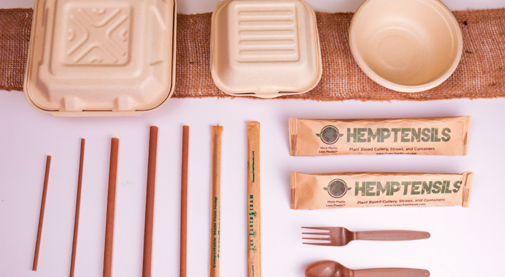 compostable utensils containers and straws from hemp